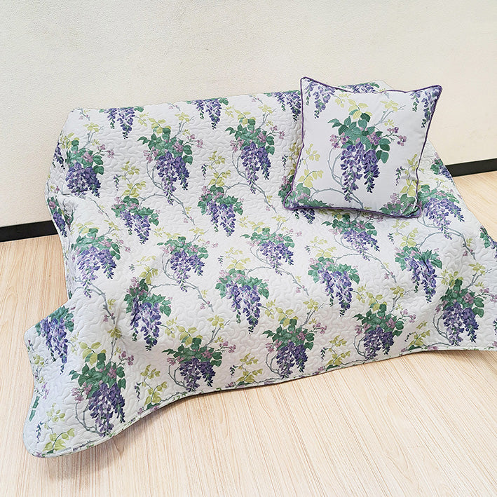 【LAURA　ASHLEY】ウィステリア　キルトマルチカバー　L　240cm X 190cm（メーカー希望小売価格￥43,120税込）