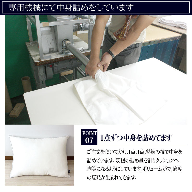 【高級ダウン＆フェザークッション (43x63cm）】クッション クッション中身 ヌードクッション クッション羽毛 ダウン フェザー ※返品保証